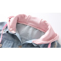 Girls Jackets 2021 Spring Fashion Sky Blue Denim Hooded Outerwear Autumn Button Patch Denim jacket Children Clothing