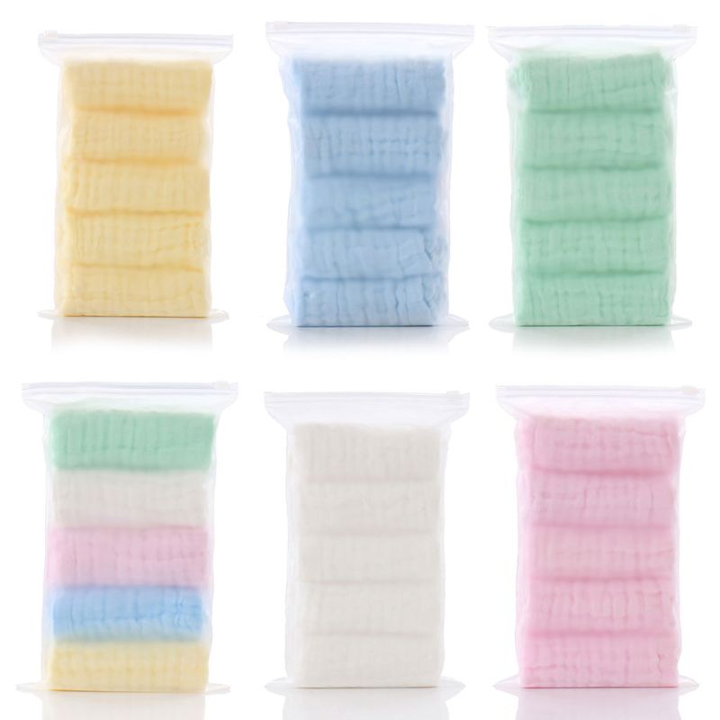 5pcs/lot Baby Handkerchief Square Face Towel Muslin Infant Face Towel Wipe Cloth A2UB