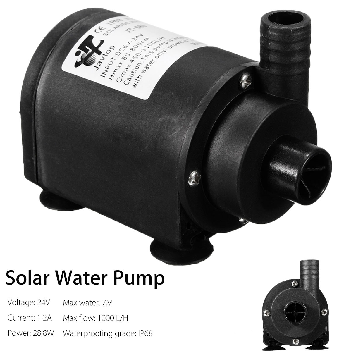 1100L/H 7m DC 6-24V Fish Pond Solar Submersibles Water Pumps Solar Brushless Motor Water Circulation Water Pump Home Improvement