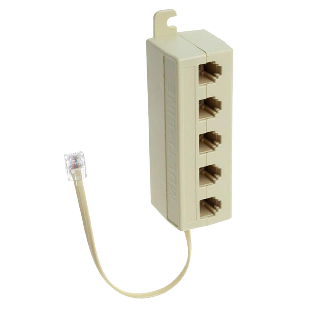 Telephone Splitter, 5 Way RJ11 6P4C 1 Male to 5 Female Converter Adaptor, Telephones Wall plate and Separator for Line Cords