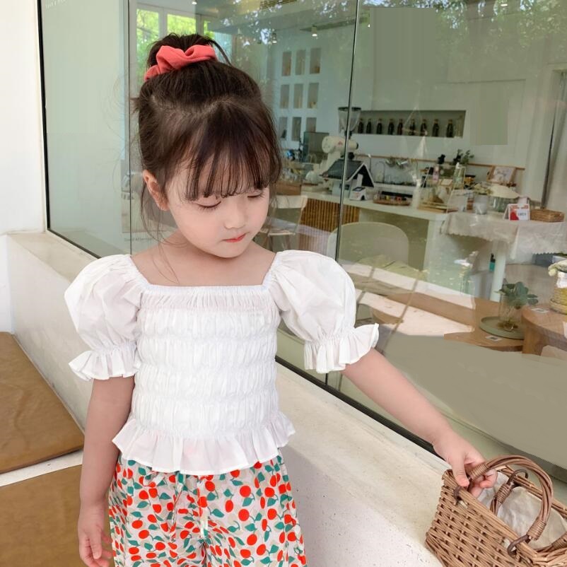 Summer Girls Princess Blouse Puff Sleeve Cotton Toddler Baby Girl Blouse Shirts Kids Shirt Girl Tops Blouses Children Clothes