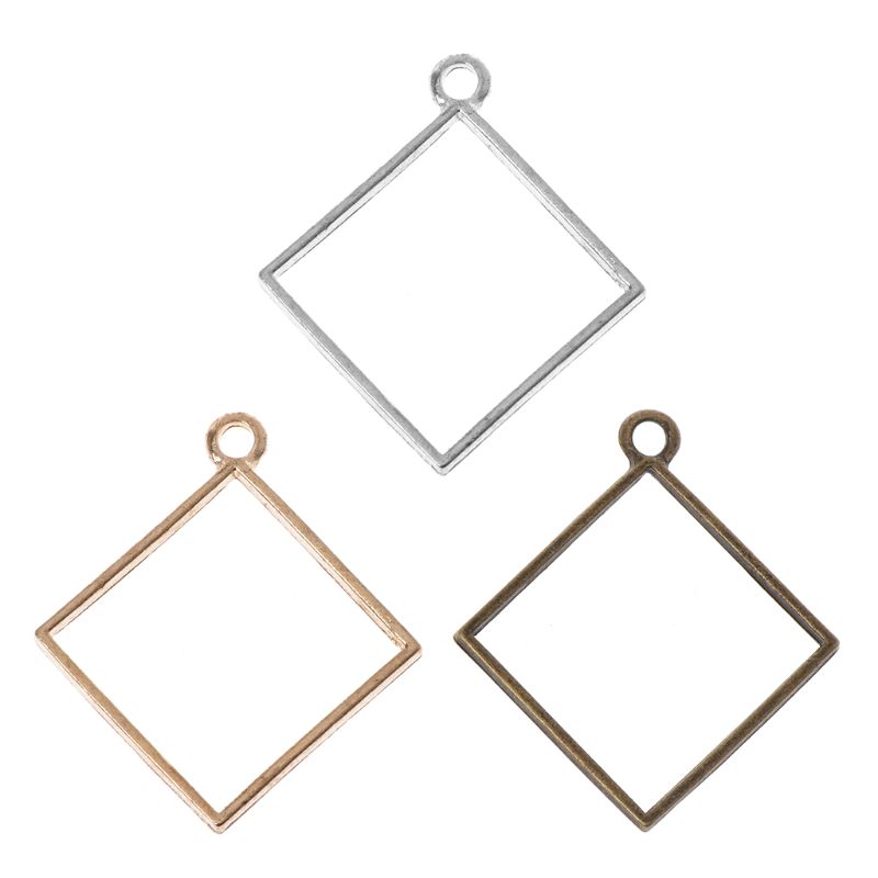 10Pcs Square Pendant Resin Frame Open Back Bezel Setting UV Resin Jewelry DIY X7YC