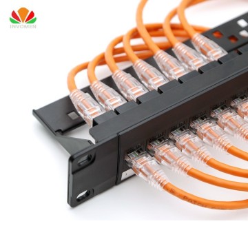 1U Cabinet Pass-through 24 Port CAT6 Patch Panel RJ45 connector Network Cable Adapter Keystone Jack Modular Distribution Frame