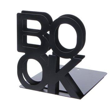 1 Pair Alphabet Shaped Metal Bookends Iron Support Book Holder Desk Stand Office Student Bookshelf