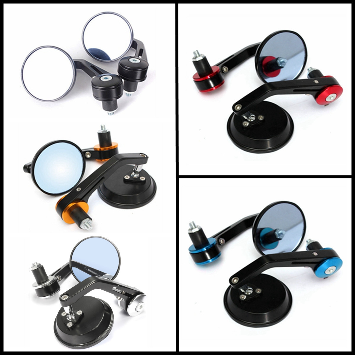 1Pair Universal 7/8" Round Bar End Rear Mirrors Moto Motorcycle Motorbike Scooters Rearview Mirror Side View Mirrors