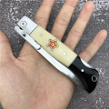 Russian Finka NKVD KGB wit EDC Manual Folding Pocket knife black and white resin handle 440C blade Mirror Finish Outdoor Camping