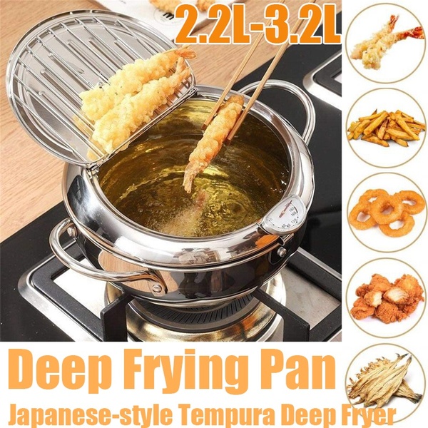 Kitchen Deep Frying Pot Thermometer Tempura Fryer Pan Temperature Control Fried Japanese Style Cooking Tools Kitchen Utensil