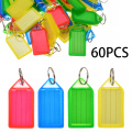 60pcs Colorful Plastic Key Fobs Plastic Key Chains Key Luggage ID Label Tag with Split Ring Paper Card Slidable Protective Cover
