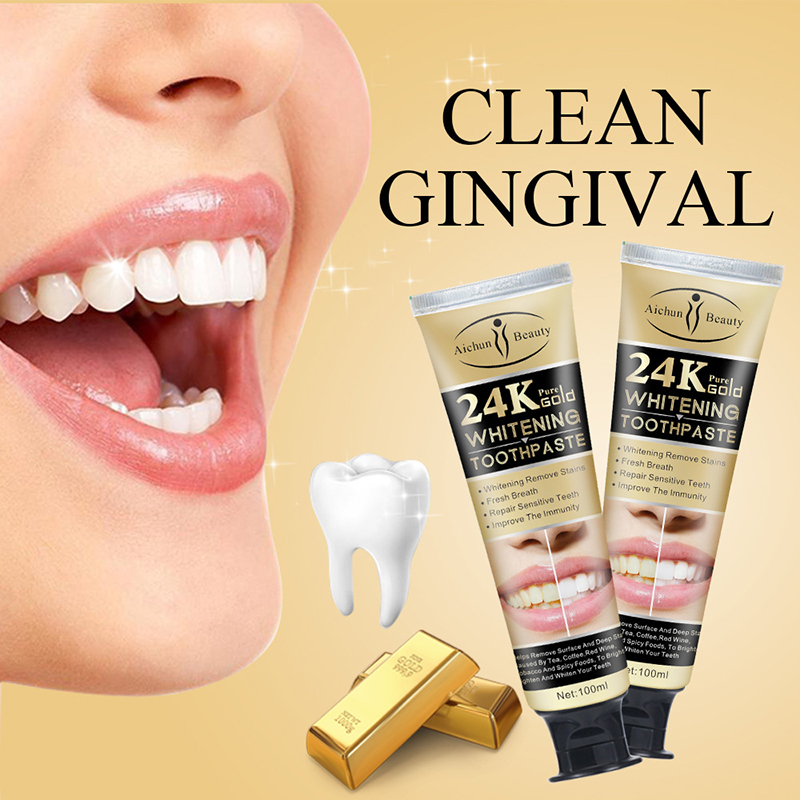 Large Capacity 100g 24k Gold Toothpaste Dental Care Smoke Stains Breath Freshening Mouthguard Toothpaste Oral Cleaning Whitening