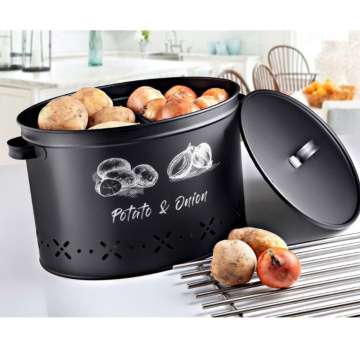 Fresh potato onion storage home kitchen restaurant modern decorative metal container box with two compartments 18 Liter