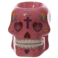 Day of The Dead Skull Oil Burner Tealight Holder Candle Wax Granule Dia de los Muertos Gothic Ceramic Mexican Floral Candy Skull