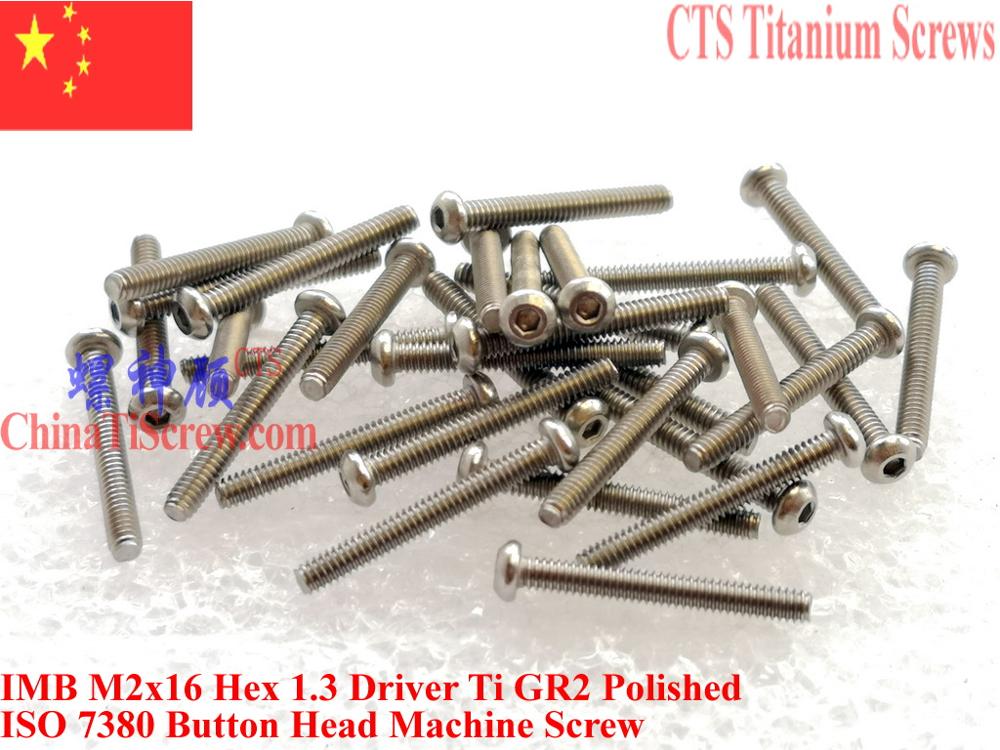 ISO 7380 Titanium screw M2x12 M2x16 M2x18 M2x20 Button Head Hex 1.3 Driver Ti GR2 Polished 25 pcs