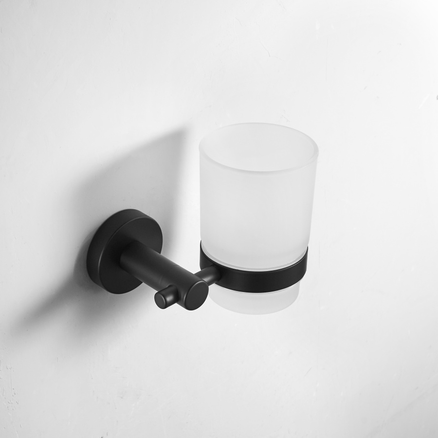 304 Stainless Steel Black Cup Holders Modern Toothbrush Cup Rack Shelf Bathroom Hardware