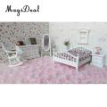 MagiDeal Cute 1:12 Dollhouse Miniature White Wooden European Retro Bedroom Furniture Set for Kids Playing House Game Toy Gift