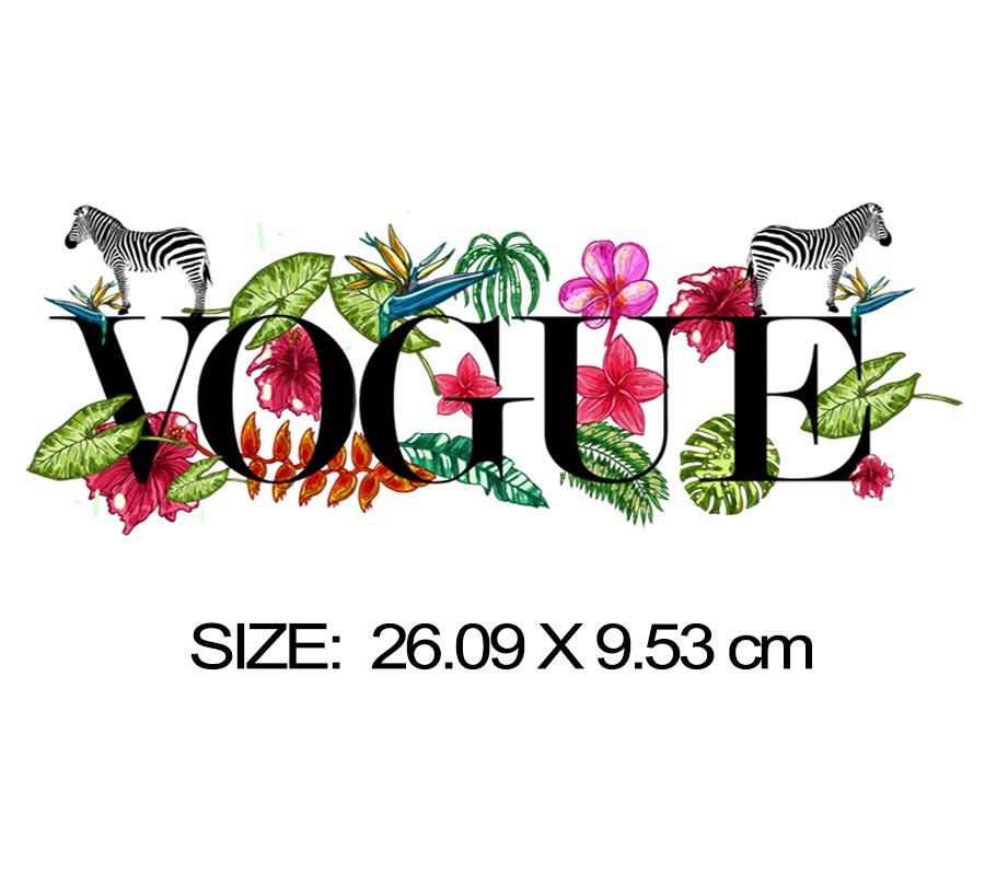 VOGUE Flowers patches For Clothing A-level Washable DIY Iron On Patches Clothes Sticker Heat Transfers Girl t-shirt Appliqued