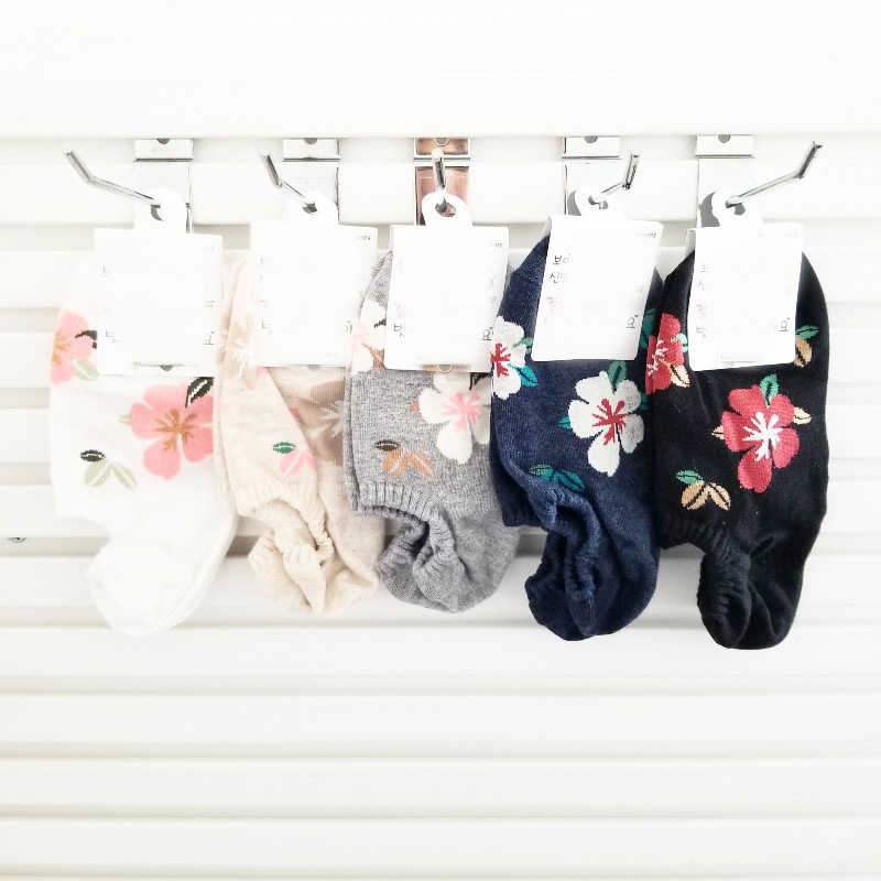 5 Pairs Flowers Socks Women Pack Ankle Woman Socks Set Harajuku Kawaii Cute Cotton skarpetkie damski Korea Floral Invisible Sox