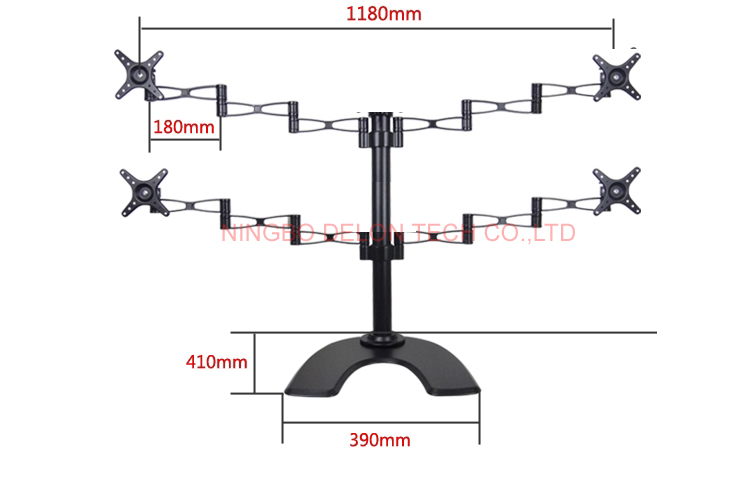 with big base 10-27" six screen table mount lcd tv stand full motion height adjustable monitor desk support bracket lcd holder