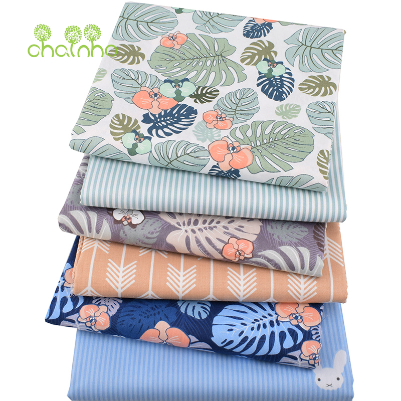 Chainho,Monstera Series,Printed Twill Cotton Fabric,Patchwork Clothes,DIY Sewing&Quilting Material For Baby &Children,Half Meter