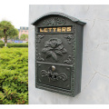 Antique Mailbox Wall Cast Aluminum Flower Decorative Mail Box Dark Green Metal Lockable Antique Home Postal Post Letter Box