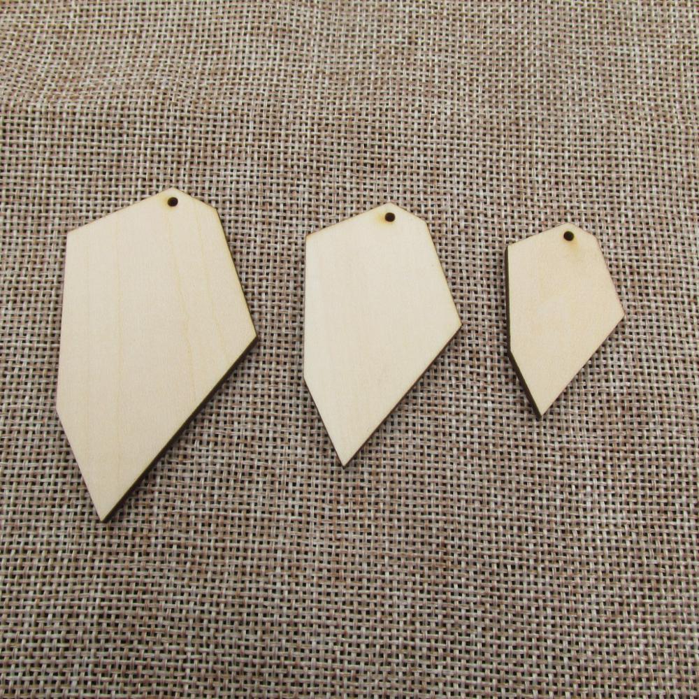 Unfinished Wood Crafts Geometric Shapes DIY Plywood Blank Wooden Cutouts For Earrings Jewelry Handmade Project
