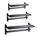 Space Aluminum Black Towel Rack Wall Mounted Folding Towel Holder Storage Shelf