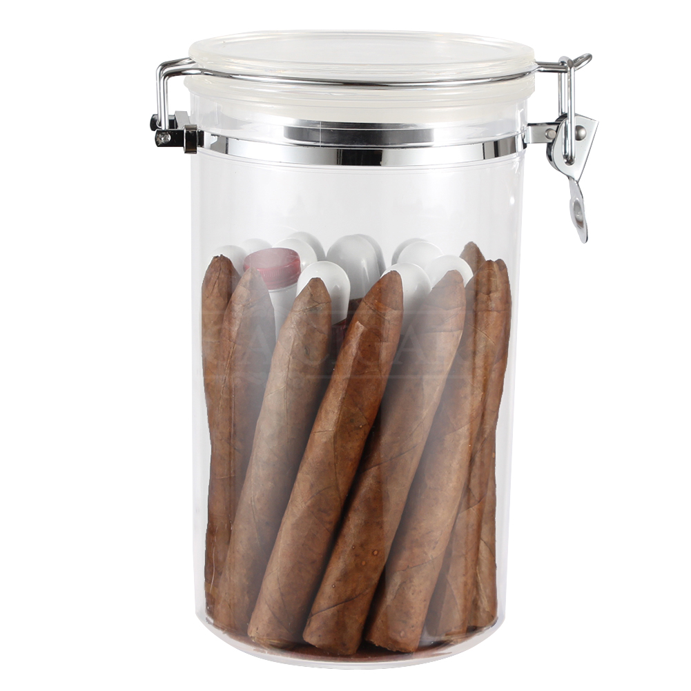 Boveda Plastic Cigars Tube Jar Portable Travel Cigar Humidor Transparent Big Capacity Humidor Box Cigar Case W/ Humidifier