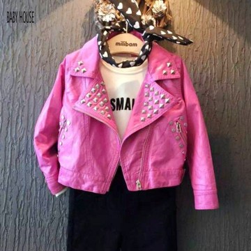 New Autumn Winter Leather Jacket Girls Fashion Jacket Kids Doudoune Enfants Girls Jacket BC016
