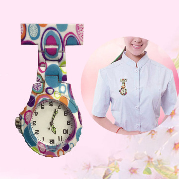 Colorful Silicone Round Dial Quartz Pocket Nurse Watch Quartz Brooch Doctor Nurse Hanging Watches TT@88