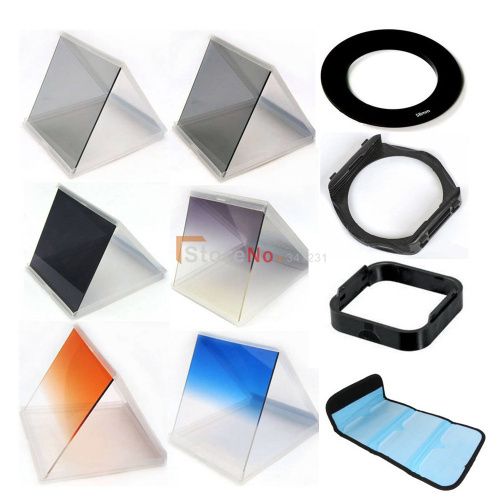 10 in 1 gradient Filter set x3 nd mirror +72mm adapter ring +filter holder+ bag case & Lens Hood & Holder for Cokin P Free Ship