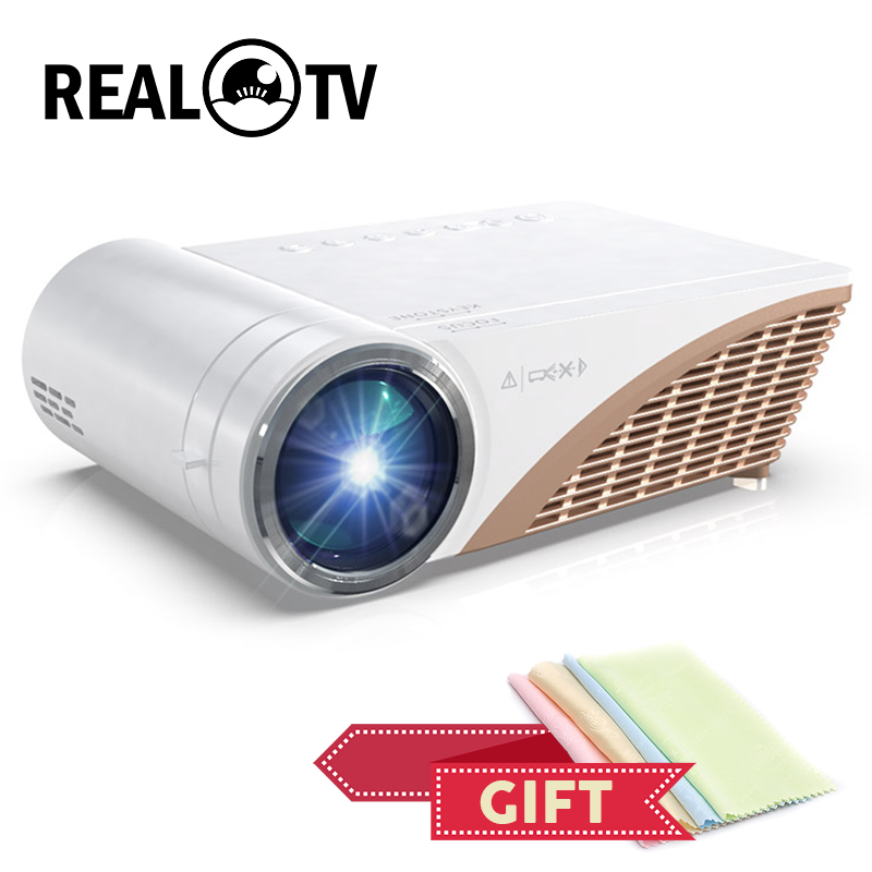 REAL TV S6P Support 1080P Led projector 4000 Lumens HDMI-compatible USB VGA AV portable cinema Proyector Beamer with gift