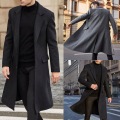 Winter Men Coats Woolen Solid Long Sleeve Jackets Fleece Men Overcoats Streetwear Fashion Long Trench Outerwear 2020 5XL