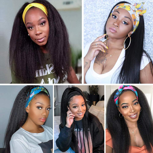 Kinky Curly Synthetic Non-Lace Wigs With Headbands Attached Supplier, Supply Various Kinky Curly Synthetic Non-Lace Wigs With Headbands Attached of High Quality