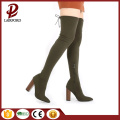 12cm chunky high-heel strap lace suede boots
