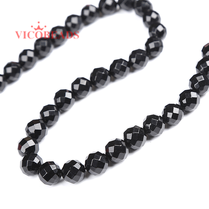 Big Faceted Black Onyx Agat Beads Natural Stone Beads For Jewelry Making Bracelet DIY 4 6 8 10 12 mm Strand Natural 15''