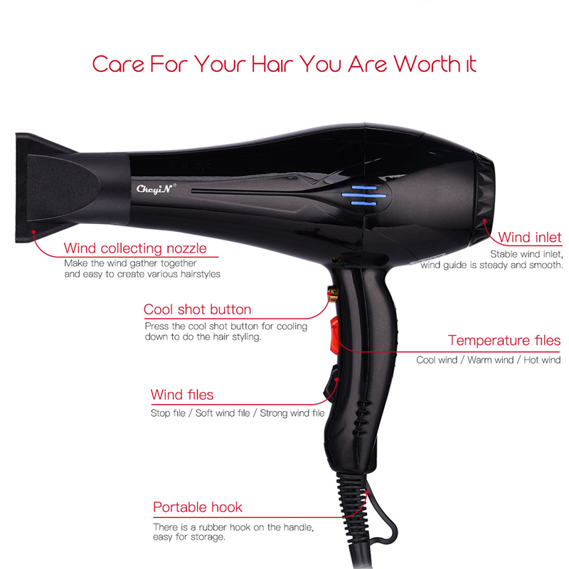 4000W High Power Professional Hair Dryer Quiet Women Blowing Machine Heater Electric Hair Drier Lady Beauty Collecting Nozzle 43