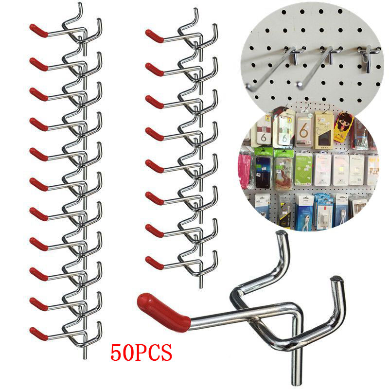 50pcs/25pcs (55x25x30mm) Peg Board Hooks Wall Shelf Tool Hangers Organizer Storage Display Hardware Tools Max for 1.5KG weight