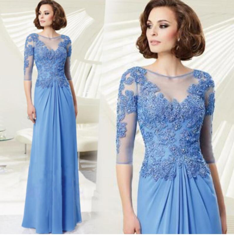 weddings lace beaded women party dress 2016 new fashion Half sleeve appliques elegant Mother of the Bride Dresses free shipping