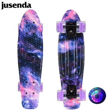 Jusenda Mini Cruiser Skateboard 22inch Fish Board Children Scooter PP Longboard Penny Board Complete Printed Banana Skate Board