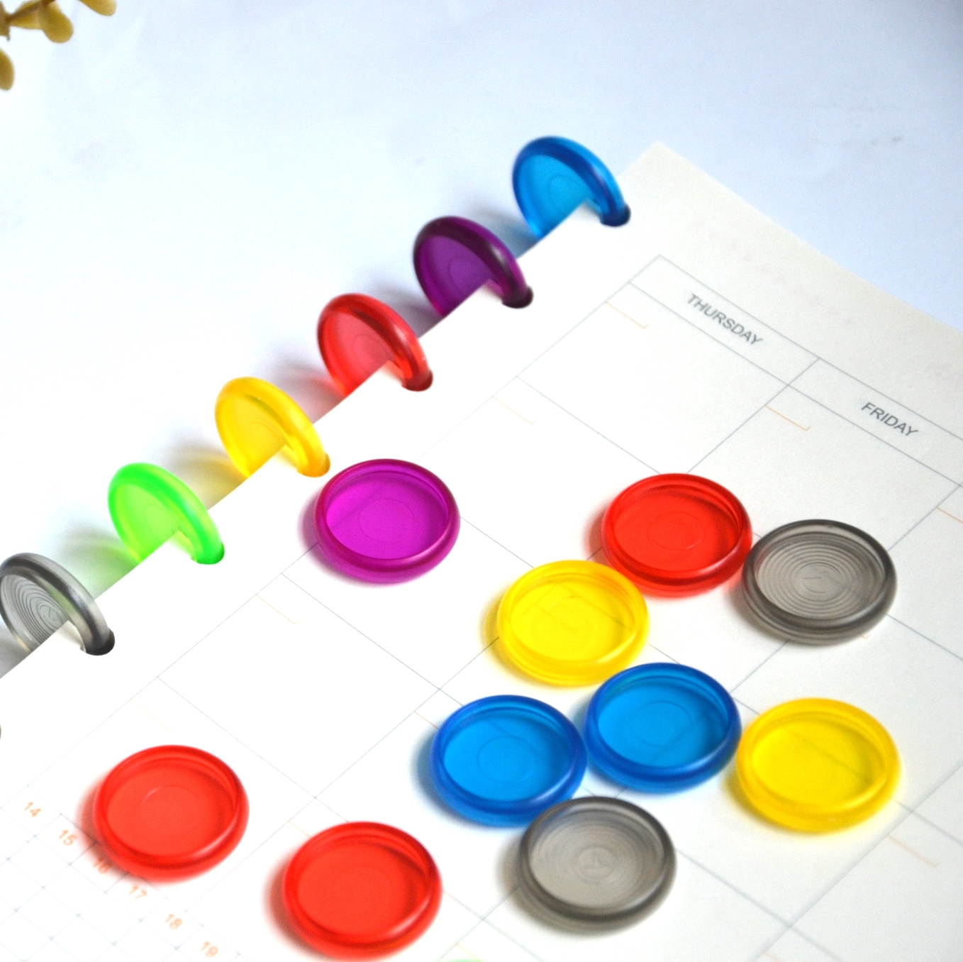 100pcs 24mm Plastic Binding Ring Buckle Color Button-like Binder Accessories Mushroom Hole Books Buckle Piece Ring Bingding Disc