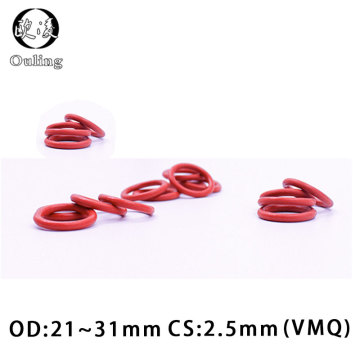 5PC/lot Red Silicone Ring Silicon/VMQ O ring 2.5mm Thickness OD21/22/23/24/25/26/27/28/29/30/31*2.5mm Rubber O-Ring Seal Gasket