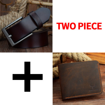 COWATHER Men Belt and wallet set pin buckle cow genuine leather belt for men fashion wallet suit top quality purse free shipping
