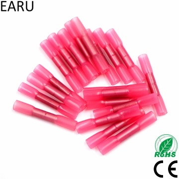 50pcs Red 22-18 AWG 0.5-1.5mm Heat Shrink Butt Cable Wire Crimp Connector Electrical Terminals Quick Connect Connector BHT1.25