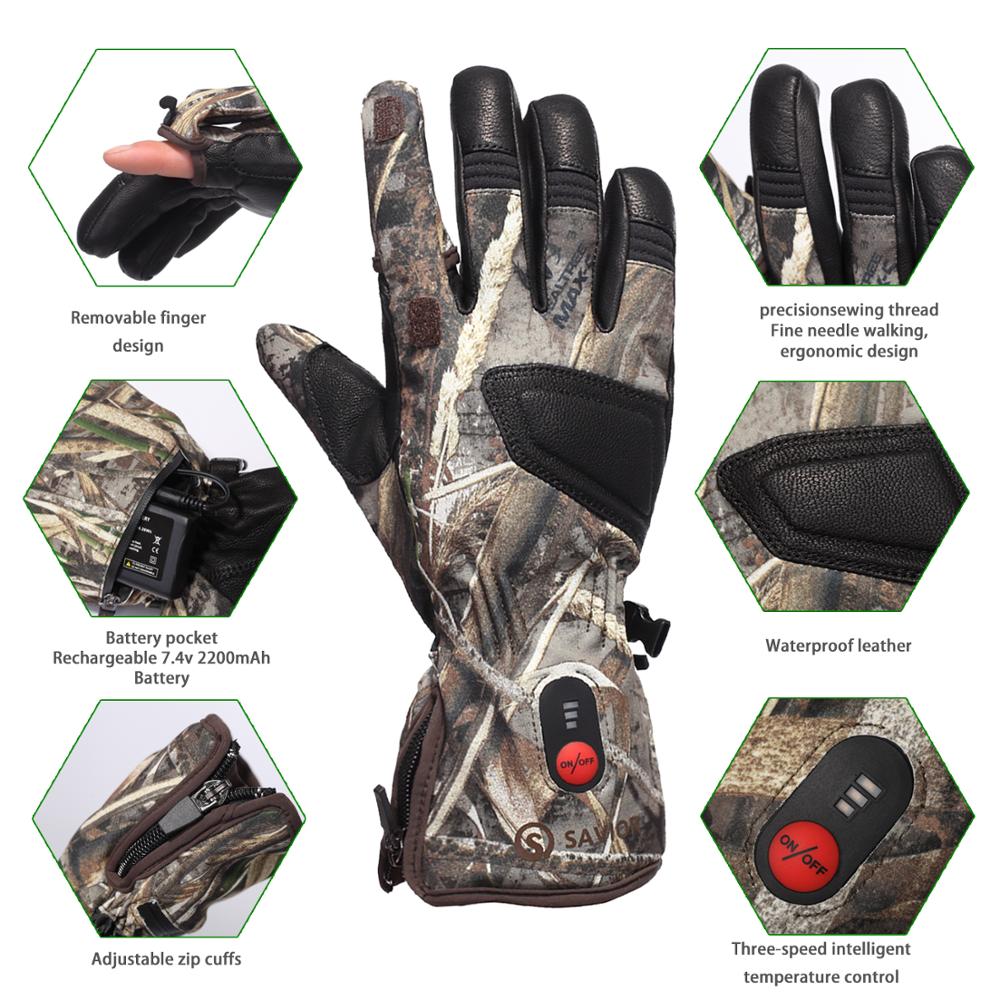 SAVIOR Heat Winter Warm Rechargeable Battery Heated Hunting Gloves Electric Heating Gloves for Skiing Racking Cycling Fishing