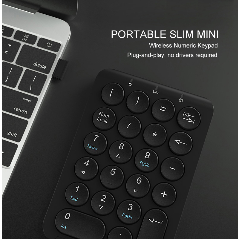 B.O.W Portable Slim Mini Number Pad,22 Keys 2.4Ghz Wireless USB Numeric Keypad Keyboard for Laptop Desktop PC Notebook