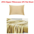 100% Mulberry Silk bedding Set 3PCS 19mm Seamless Silk Flat Sheet & Zipper Pillowcase Plain Dyed Silk Sheet Pillowcase Sets