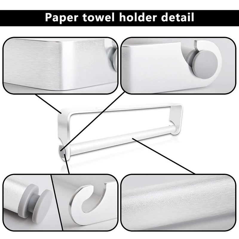 Self Adhesive & Wall Mount Paper Towel Holder & Dispenser,Kitchen Tissue Towel Holder Stand Under Cabinet-Silver