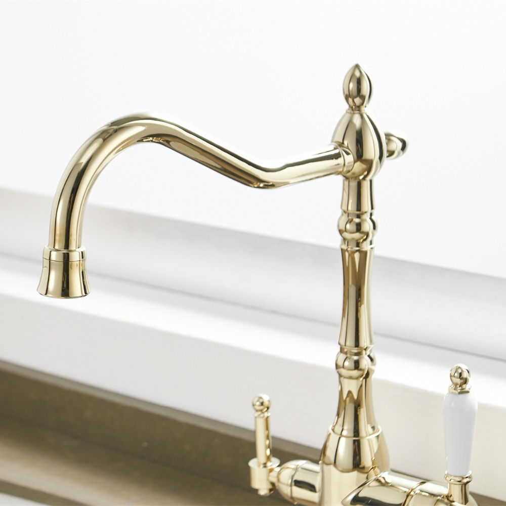 kitchen faucet Torneira Cozinha Gold Faucets 360 Degree Rotation Three Way Tap for Water Purification Crane For Kitchen XT-165
