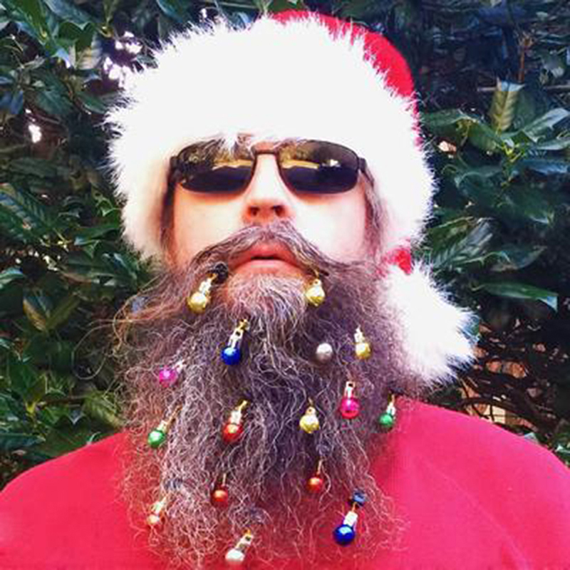 12pcs Christmas Beard Hanging Bells Xmas Ball Santa Claus Cosplay Kid Adult Costume Facial Hair Baubles Clips Hanging Ornaments