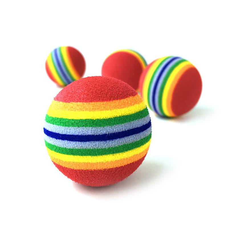 10Pcs Rainbow 3.5cm Cat Toy Ball Interactive Cat Toys Play Chewing Rattle Scratch EVA Ball Training Pet Supplies Dropship