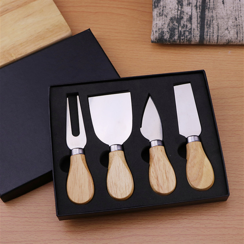 Wholesale Wooden Handle Cheese Tools Set Cheese Knife Cutter Cooking Tools In Black Box